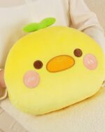Kawaii Cozy Plushie Handwarmer, yellow plushie with cute face and stem.