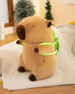 Capybara plush backpack, a soft, stuffed animal featuring a turtle accessory.