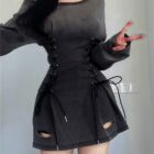 Off-shoulder Slim Fit Corset Dress - Grunge Aesthetic word2