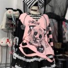 Harajuku Long-Sleeved Stripped Shirt - Yami Kawaii Aesthetic word2