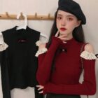 Laced Hollow-out Long-sleeved Top word3