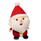 Festive christmas plushie decor featuring a smiling Santa figure.