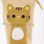 Kawaii Foldable Cat Pencil Case - Neko Collection featuring a cute cat design with a zipper closure.