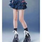 Laced Denim Mini Skirt - Y2K Aesthetic word2