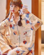 Strawberry Lamb Pajamas - Kawaii Clothes featuring a cute print, comfortable pajamas.