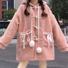 Fluffy Hooded Schoolgirl Coat word2