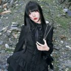 Black Laced Short Dress - Gothic Aesthetic word3