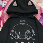 Black Pink Cat Hoodie - Cutecore Aesthetic すきび word2