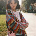 Retro Colorful Knitted Cardigan - Vintage Aesthetic word2