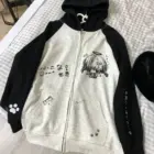 Black and White Cardigan Hoodie - Animecore Aesthetic word2