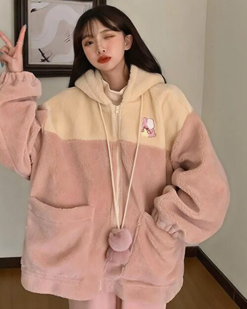 Fluffy Warm Hooded Coat - Kawaii Clothes
