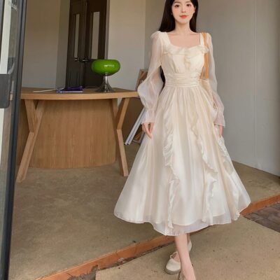 French Style Long Sleeve Dress