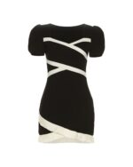 Black Korean aesthetic dress with a square collar and lace detailing.