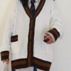 Knitwear Loose Coat - Preppy Aesthetic word1