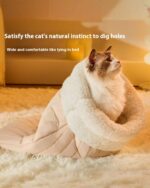 Fluffy Sleeping Bag - Pocket Cat Edition kawaii cat bed showcasing a cat inside.