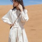 Korean Style Long Dress French - Vintage Aesthetic word1