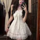 Lolita White Laced Dress - Cottagecore Aesthetic word3