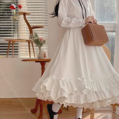 Ruffled High Waist Long Skirt - Gothic Lolita