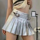 Silver Pleated Skirt - Coquette Aesthetic word3