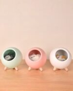 Three kawaii cat lamps from Little Pet House® featuring plush cats inside.