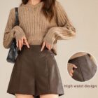 Vegan Leather High Waist Shorts - Vintage Aesthetic word1