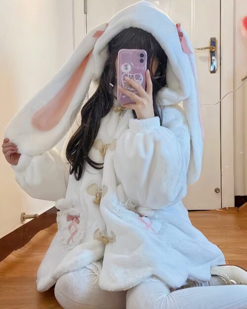 Fluffy Rabbit Ears Hoodie - Kawaii Clothes