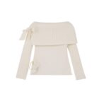 Off-shoulder Long-sleeved Sweater - Kawaii Aesthetic word1