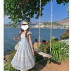 Lace Bow Long Dress - Cottagecore Aesthetic word3