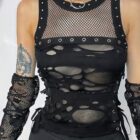 Dark Mesh Top Vest - Gothic Aesthetic word1