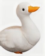 Goosy the White Duck Plushie, a soft, white plush toy duck with an orange beak.