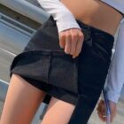 High Waist Denim Skirt - Y2K Aesthetic word1
