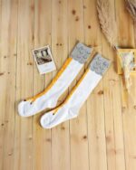 Kawaii chicken legs socks, knee-high socks with chicken leg detailing.