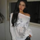 Korean Style Off Shoulder T-Shirt word2