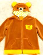 Brown Jojifuku Aesthetic Hoodie with a bear hood and zipper detail.