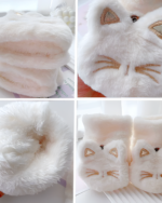 Close-up view of Cat Plush Mittens - Kawaii Winter, featuring a soft, plush design with cat details.