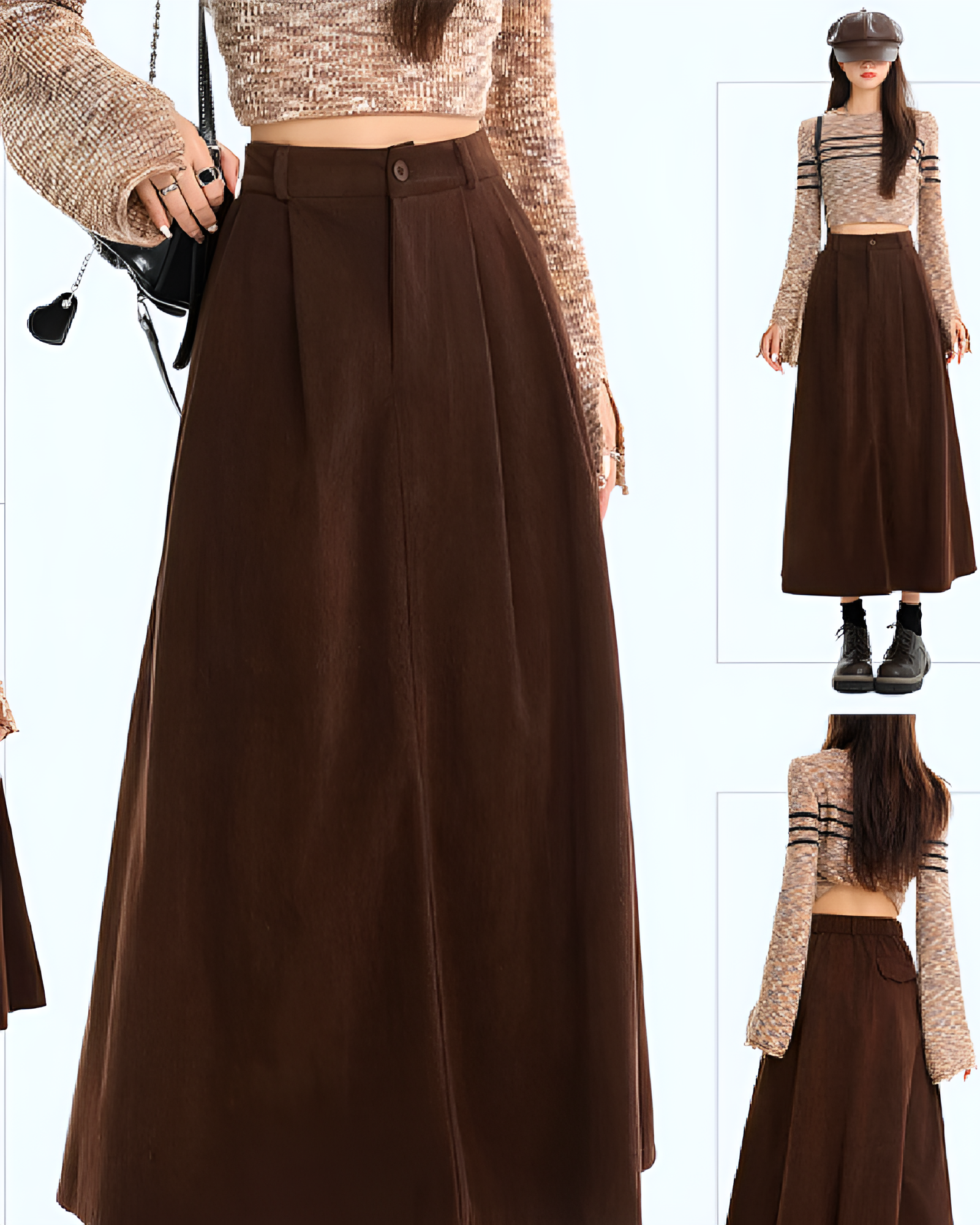 Corduroy Long Skirt - Korean Aesthetic - Image 3
