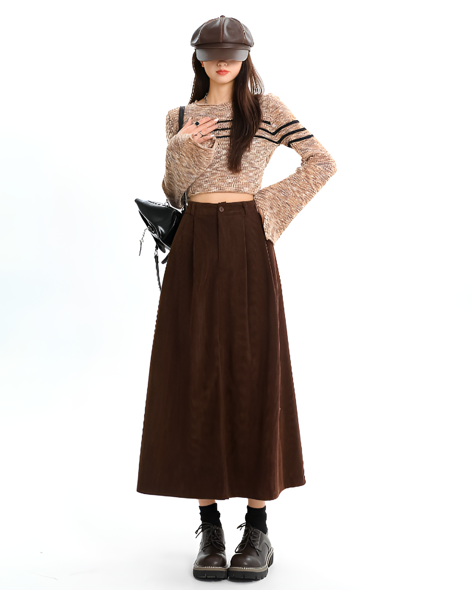 Corduroy Long Skirt - Korean Aesthetic - Image 4