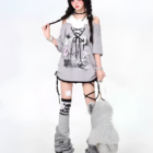 Model wearing a Grunge Aesthetic Top with layered outfits and accessories.