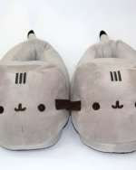 Fluffly Pusheen Slippers, gray plush slippers featuring Pusheen's face.