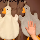 Two Goose Hand Towels shown, featuring plush gray bodies and orange beaks.