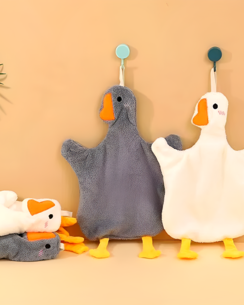 Cute Goose Hand Towel featuring a plush design with arms and legs, perfect for the home.
