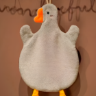 Cute Goose Hand Towel featuring a plush duck design with orange beak and yellow feet.