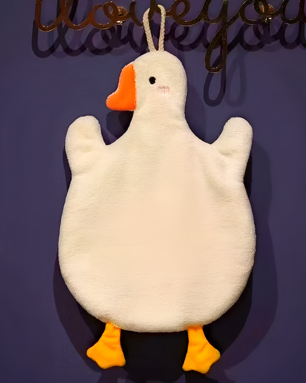 Cute Goose Hand Towel, plush design, soft textile, home decor.