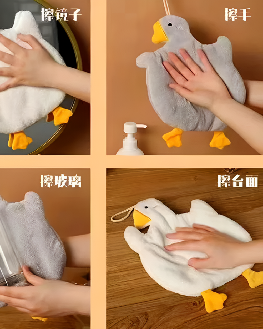 Cute Goose Hand Towel featuring a plush goose design for drying hands.