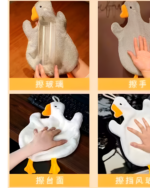 Cute Goose Hand Towel displaying a hand holding a glass.