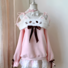 Pink Neko Sweatshirt on a mannequin, featuring cat ears and a cute core design.