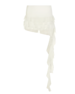 Ruffles Low-waisted Coquette Aesthetic Skirt in off-white, featuring layered ruffles.