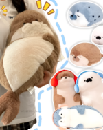 Collection of Kawaii Seal Plushies, soft plush toys with details.