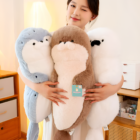 Kawaii Seal Plushie and otter plush toys displayed with a person. Soft, cuddly plush design.
