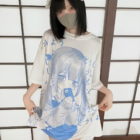 White Animecore Aesthetic Tee featuring a girl illustration. Loose fit, oversized design.